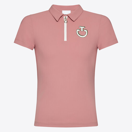 Cavalleria Toscana comic book jersey korte mouw zip training polo Junior roze