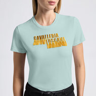 Cavalleria Toscana Cotton T-shirt Embroidery logo Mint groen met Geel logo